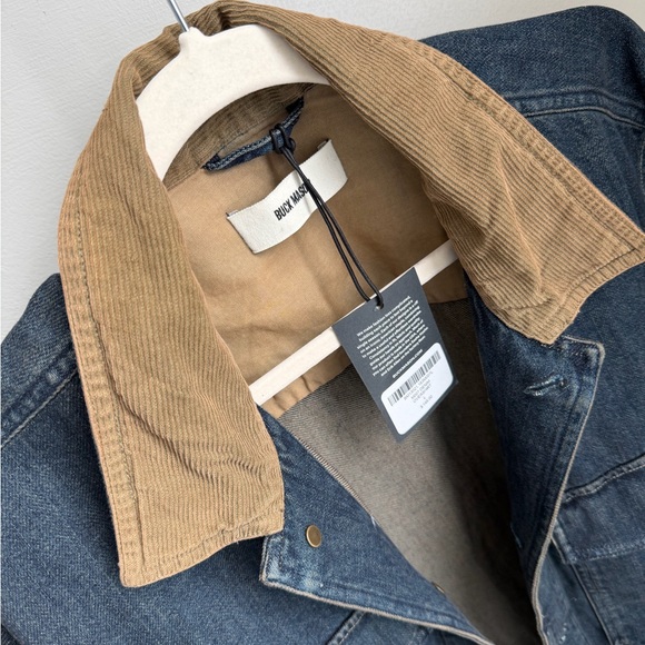 Buck Mason Men’s Denim Overshirt with corduroy collar and cuffs - Picture 3 of 5